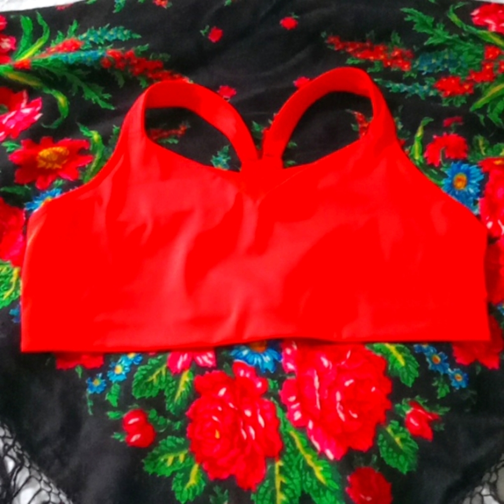 Brooks red sports bra